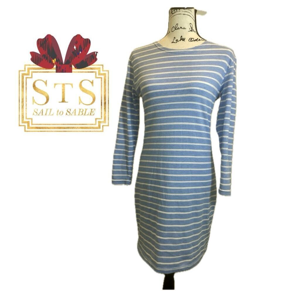 STS SAIL TO SABLE SHIFT DRESS BLUE STRIPES SZ XS SAILOR CHIC‎ NAUTICAL AESTHETIC